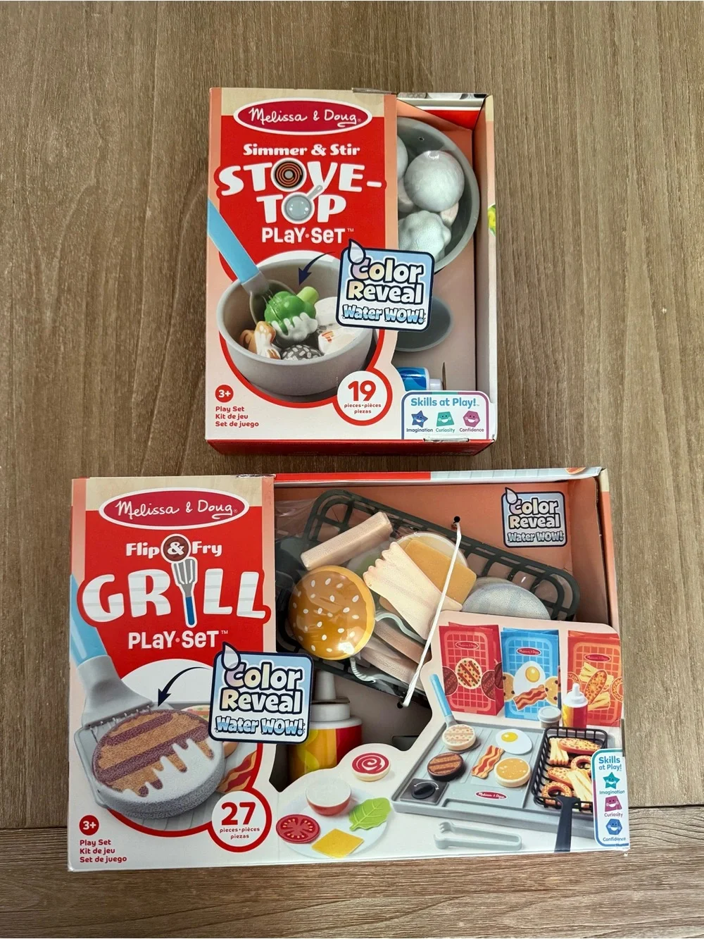 Melissa & Doug flip and fry grill set with simmer and stir stove top set NEW!